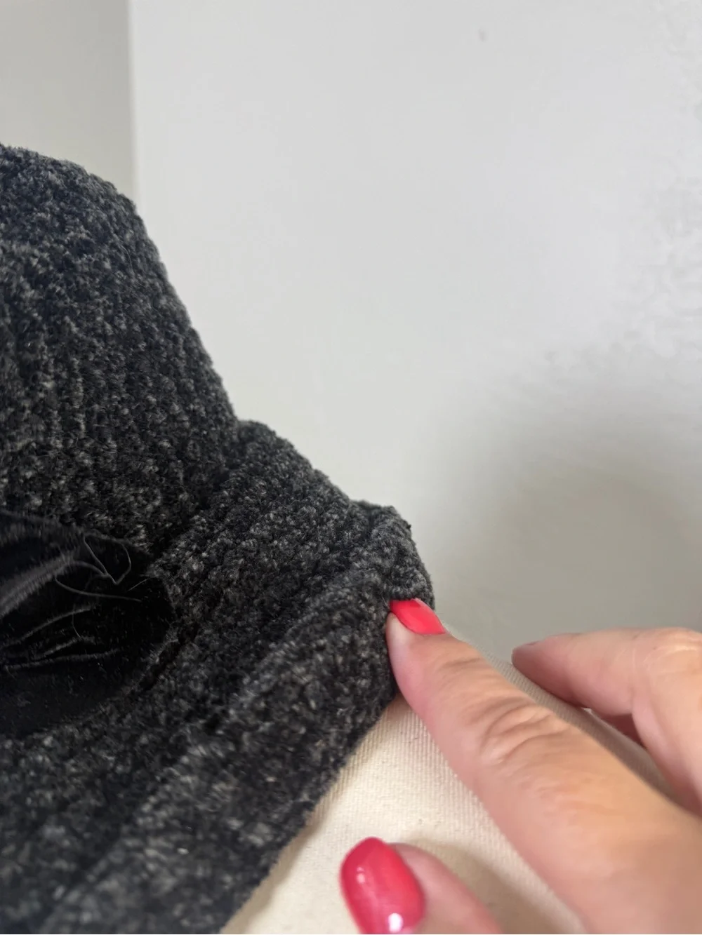 Vintage Holt Renfrew Black Bouclé Cloche Hat Velvet Ribbon Accent